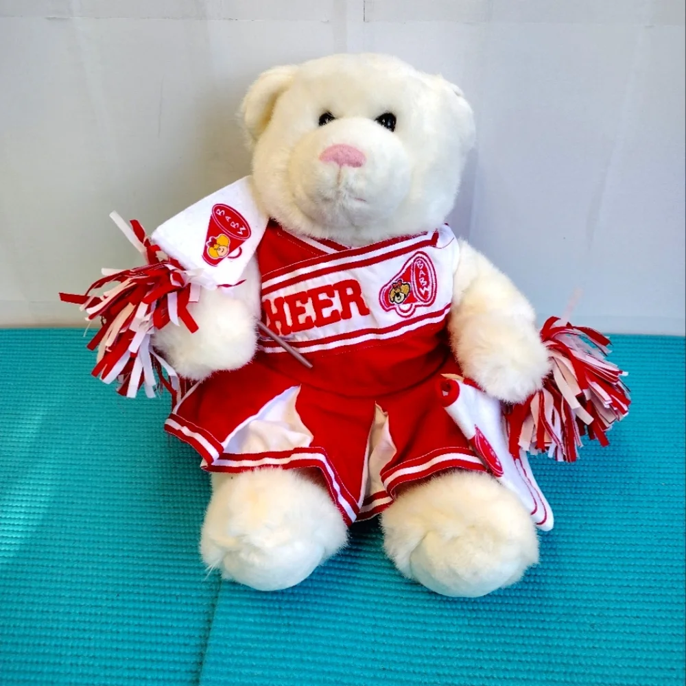 Build-A-Bear workshop Stuffed Polar Bear Wearing Red Cheerleader Outfit